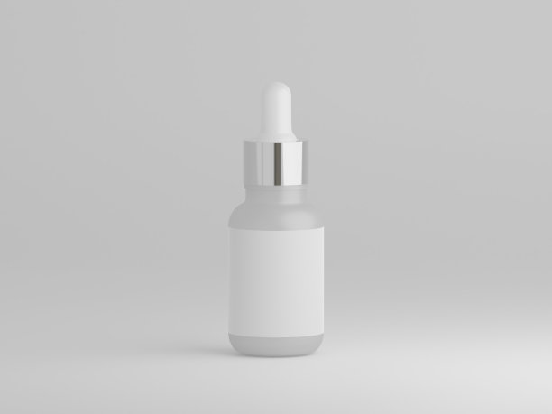 化妆品白色哑光滴管瓶在一个纯白色的背景图片下载
