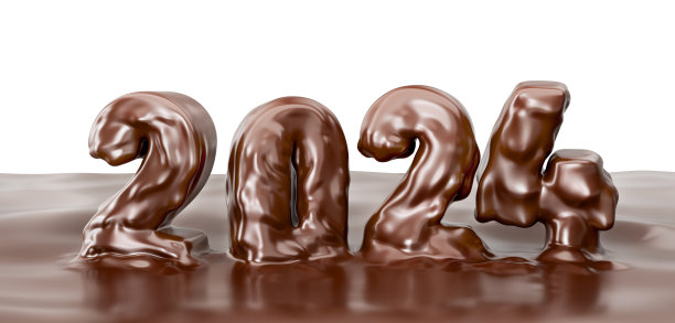 3d渲染铭文2024是由融化的巧克力制成的图片下载
