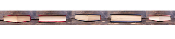 模板从照片书在一个黑暗，棕色的木制背景。模式。全景横幅。图片下载