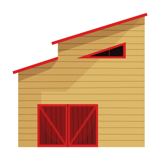 谷仓图标。农家院建筑。卡通农场小屋。质朴复古风格的木制马厩。矢量插图在平面风格的白色背景图片下载