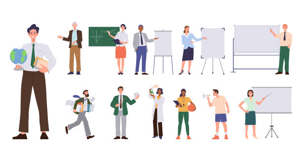 男女教师角色孤立设定，教授不同的学校课程和科目图片下载