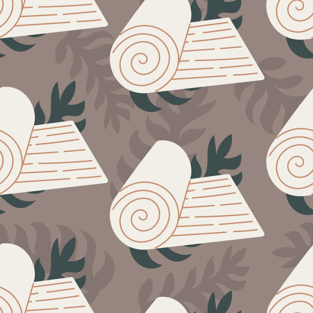 瑜伽和冥想的垫子。矢量平面无缝图案。图片下载