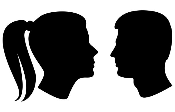 男人和女人的头部轮廓。透明背景可编辑矢量文件图片下载