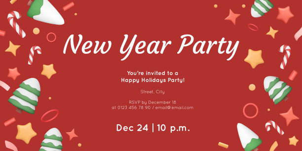 圣诞横幅与文本和彩色小玩意在红色的背景。图片下载