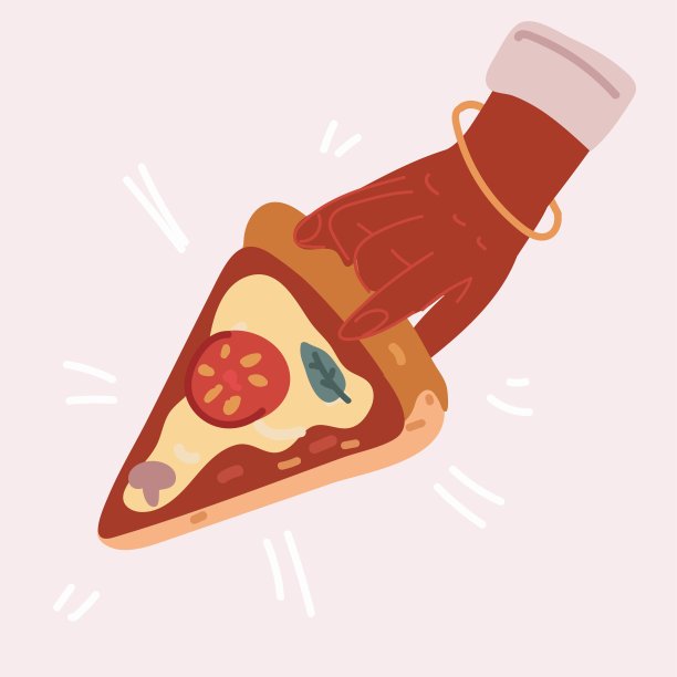矢量插图切片意大利辣香肠披萨持有的手图片下载