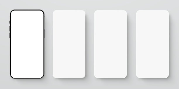 智能手机模型与设置白色空白移动屏幕股票矢量图片下载