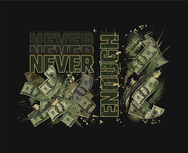 卡其绿迷彩标签与100美元钞票图片下载