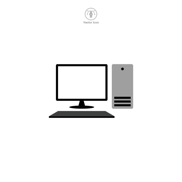 桌面电脑图标符号孤立在白色上图片下载