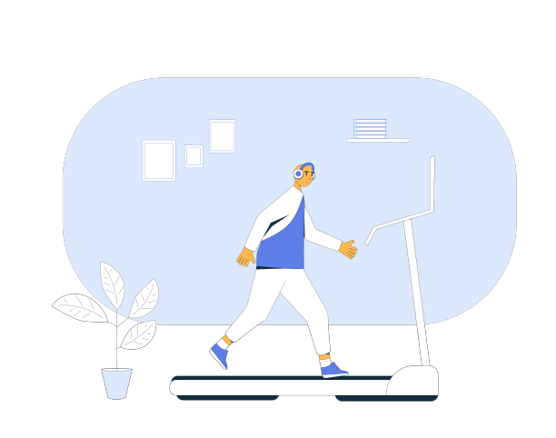 在家跑步机上跑步，慢跑的年轻人图片下载