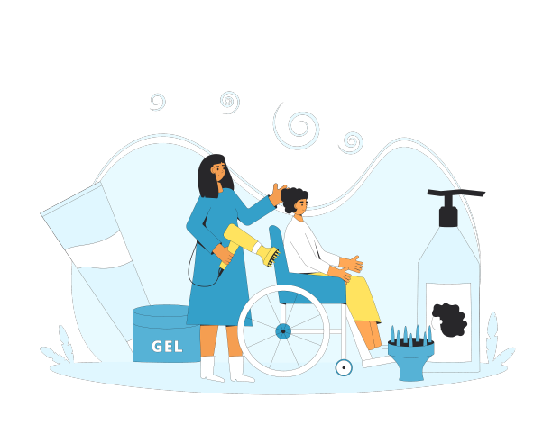 包括美发沙龙的发型与吹风机和图片下载