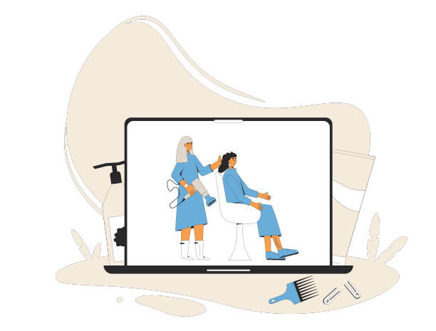 用吹风机和吹风机做美发沙龙发型图片下载