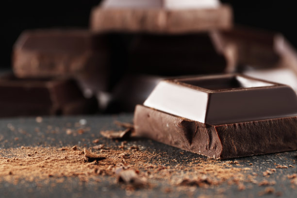 巧克力块。巧克力背景。甜食照片概念。碎巧克力块图片下载