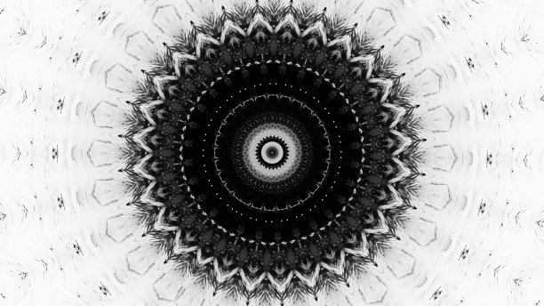 墨曼陀罗圆万花筒黑圈白图片下载
