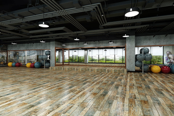 普拉提瑜伽健身工作室，3d渲染图片下载