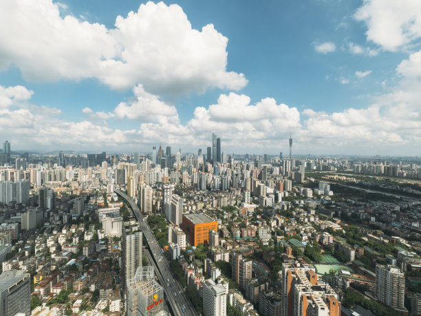 中国广州的城市天际线全景图片下载