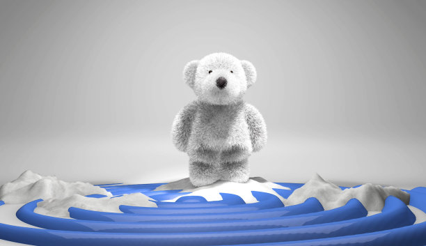 由于气候危机，可爱的北极熊请求帮助融化冰川图片下载