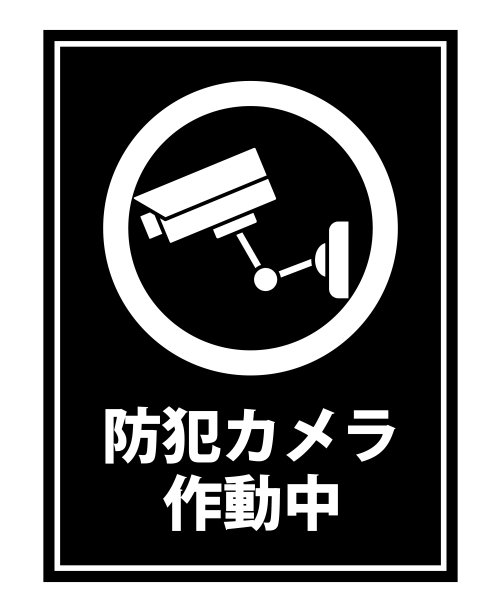 操作标志中的监控摄像头。翻译过来就是:“安全摄像头在运行。”图片下载