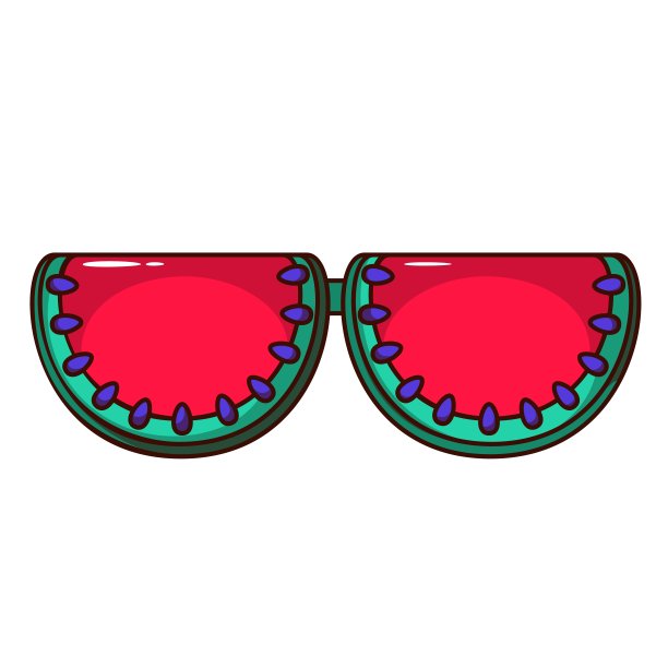 西瓜片形状的时髦卡通太阳镜图片下载