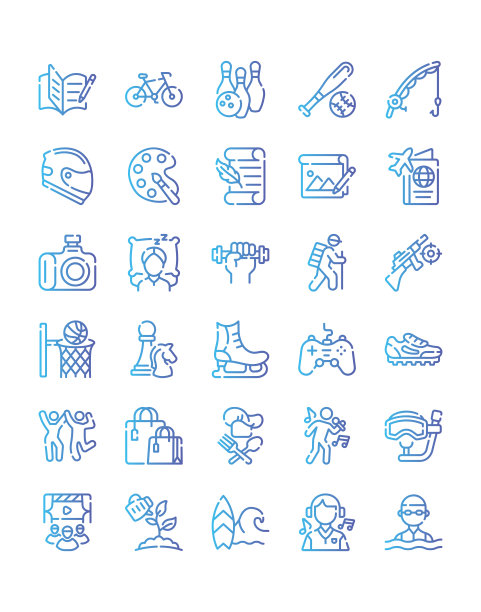 爱好图标集30孤立的白色背景图片下载