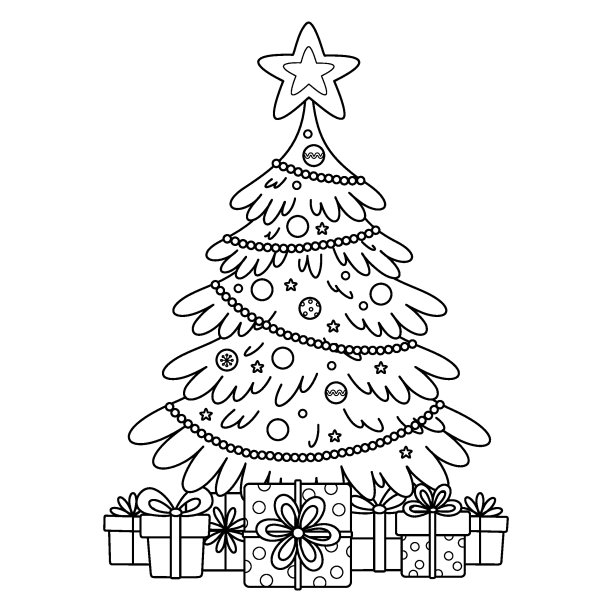 用礼物勾勒出圣诞树的轮廓图片下载