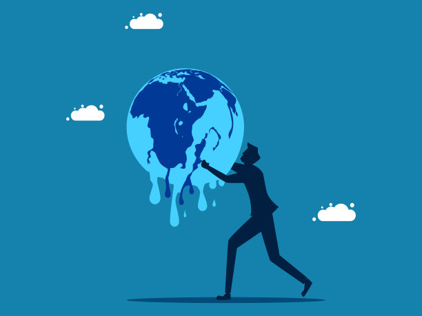应对气候变化。人类掌握着一个正在融化的地球。向量图片下载