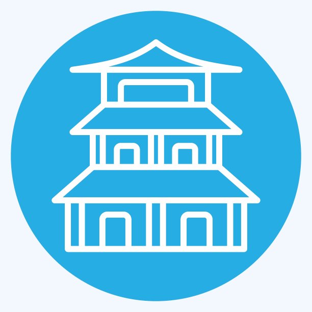 图标的宝塔。与中国新年的象征有关。蓝眼睛的风格。简单的设计可编辑。简单的说明图片下载