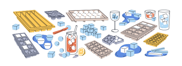 冰块冻水在塑料模具中定型图片下载