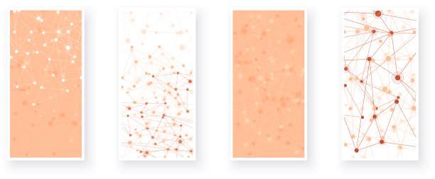 一套图片卡与通信社会网。网络多边形潮流桃色模糊背景色。图片下载