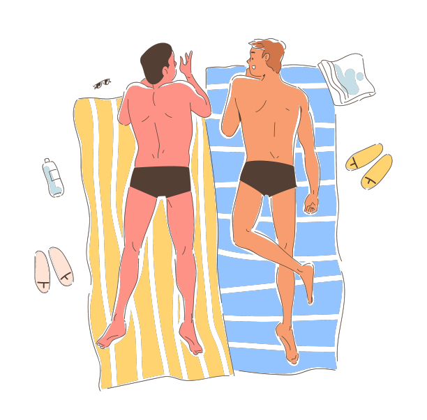 人们在沙滩上晒日光浴图片下载