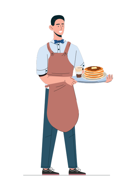 有托盘概念的餐厅工作人员图片下载