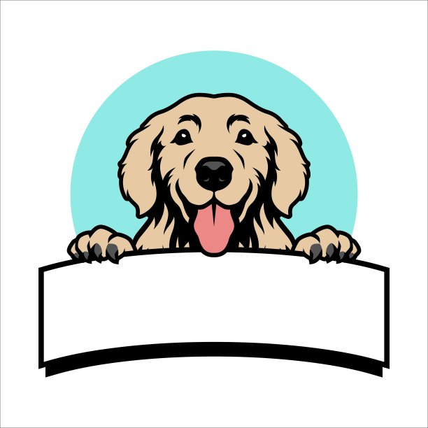 金毛猎犬吉祥物标志模板图片下载