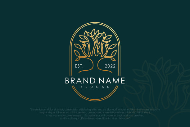 树矢量图标标志设计。细线条的自然树。矢量图图片下载