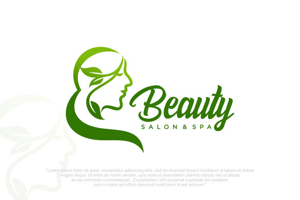 自然美女的脸标志。为美容院设计。矢量图图片下载