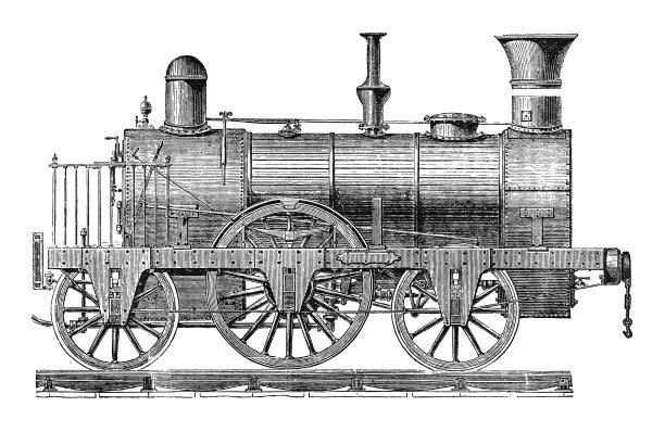 旧机车-复古雕刻插图孤立在白色背景图片下载