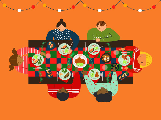 家庭圣诞节庆祝活动-股票插图图片下载