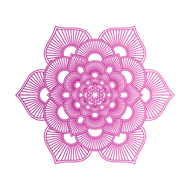 圆形梯度曼陀罗与花卉图案，民族圆形装饰，手绘印度图案，梅赫迪冥想瑜伽指甲花主题图片下载