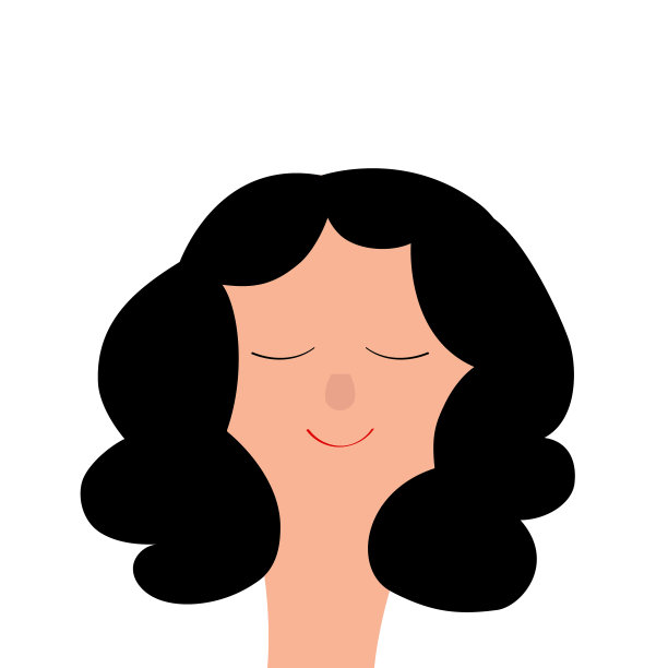 女人的肖像。少女的脸。美丽的女士，女性的梦想。黑色的头发。头发的发型。社交网络的化身。可爱的卡通有趣的人物。平面设计。白色背景。图片下载