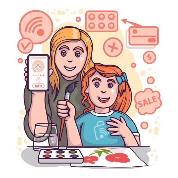 夫人用水彩画，老师点画。青年艺术家选择颜料图片下载