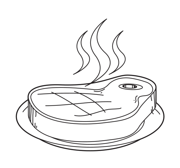 蓝盘子里的热牛排图片下载