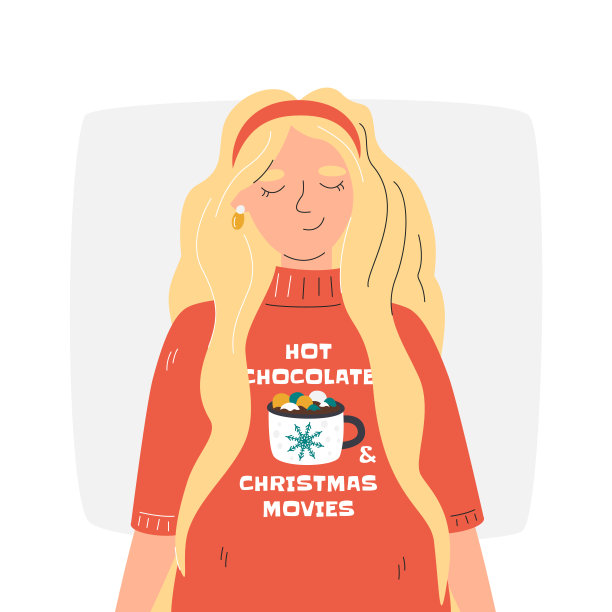 可爱的金发年轻成年女孩穿着橙色丑陋的毛衣图片下载