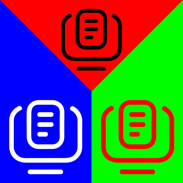 微博和社交媒体平台，Tumblr矢量图标，轮廓风格，隔离在红色，绿色和蓝色背景上。图片下载