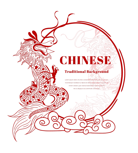 圆框线条红彩龙华图片下载
