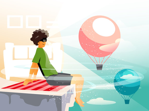 女士在看航空统计数据。人们在虚拟现实中旅行，探索自然图片下载