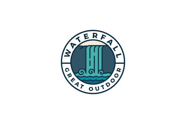 瀑布户外徽章会徽现代标志图片下载