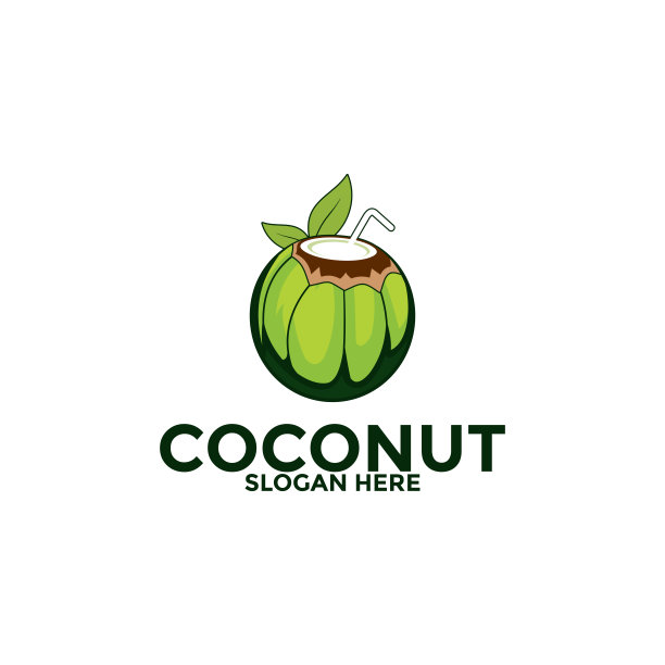 椰子标志矢量模板，创意椰子标志设计概念，图标符号，插图图片下载