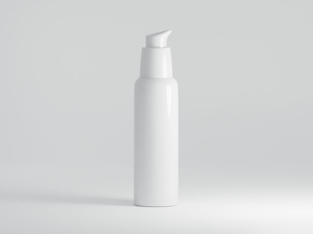 化妆品白色分配器瓶站在一个白色的背景图片下载