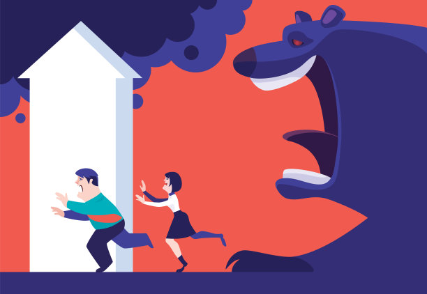 愤怒的熊追逐商人和女人图片下载