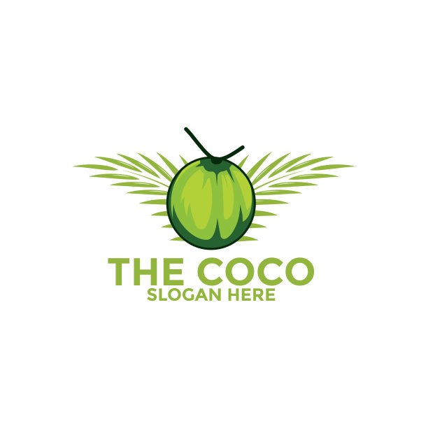椰子标志矢量模板，创意椰子标志设计概念，图标符号，插图图片下载