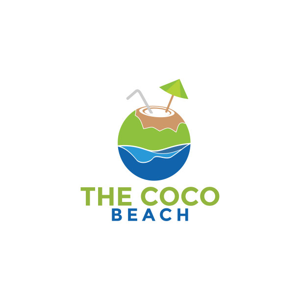 椰子海滩标志矢量模板，创意椰子标志设计概念，图标符号，插图图片下载