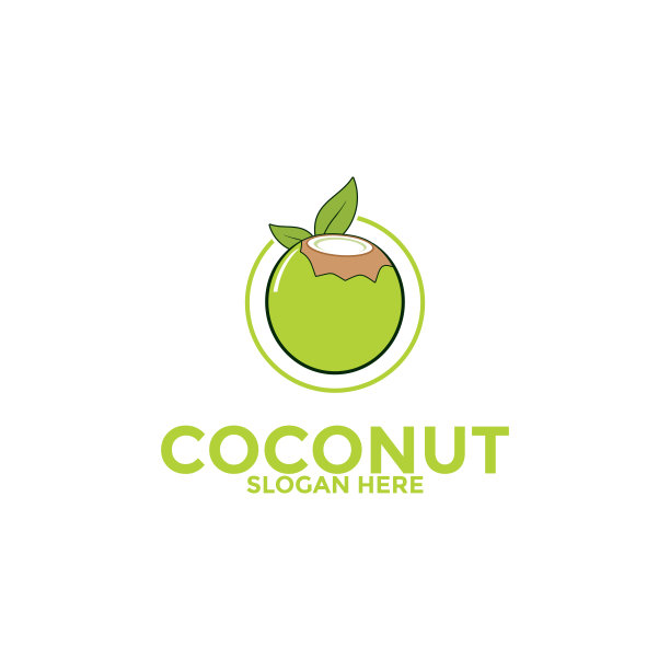 椰子标志矢量模板，创意椰子标志设计概念，图标符号，插图图片下载